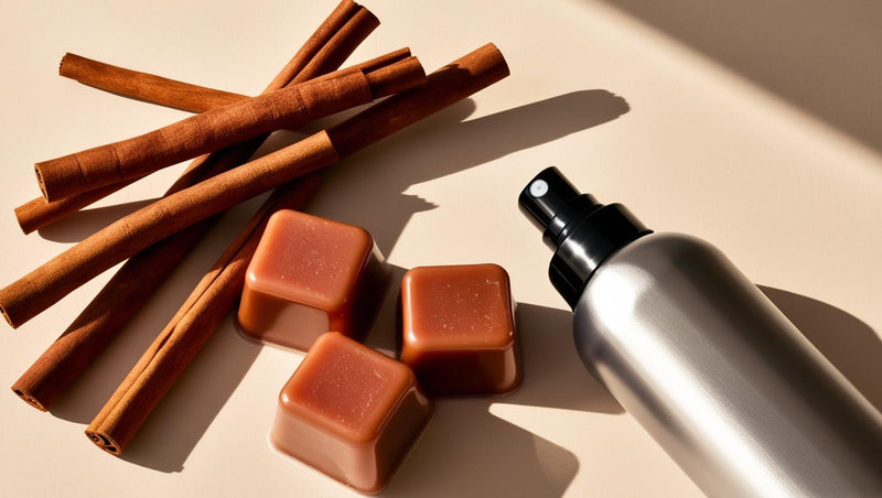 A PICTURE OF CINNAMON, WAX MELTS, SPRAY BOTTLE