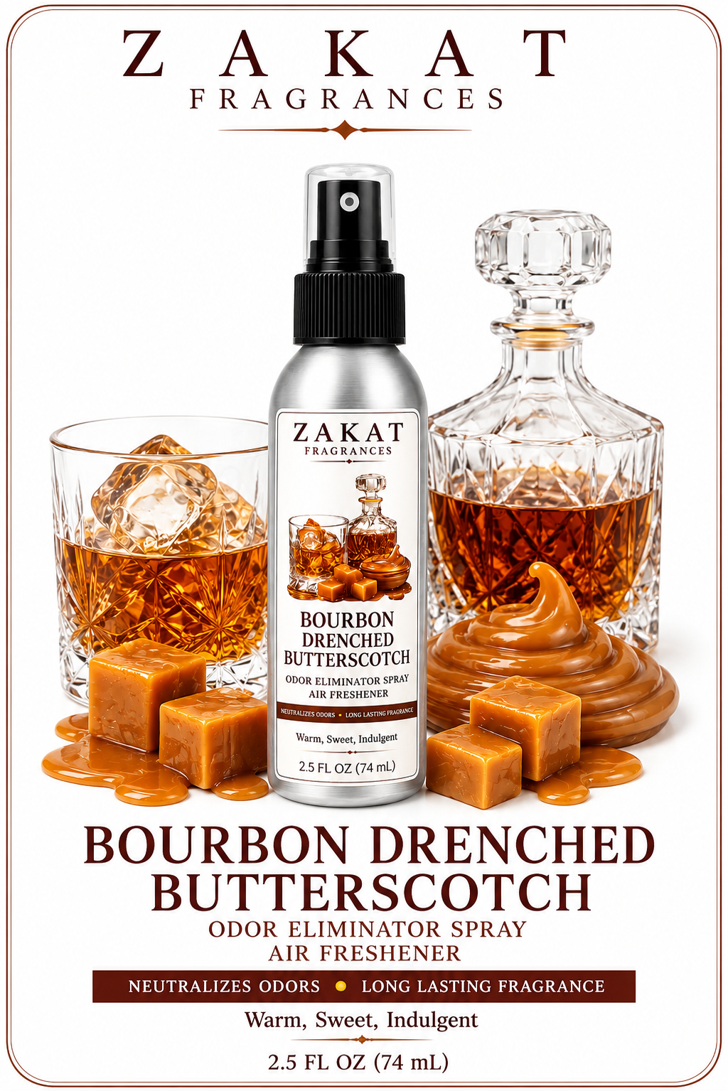 Bourbon Drenched Butterscotch Odor Eliminator Spray / Air Freshener