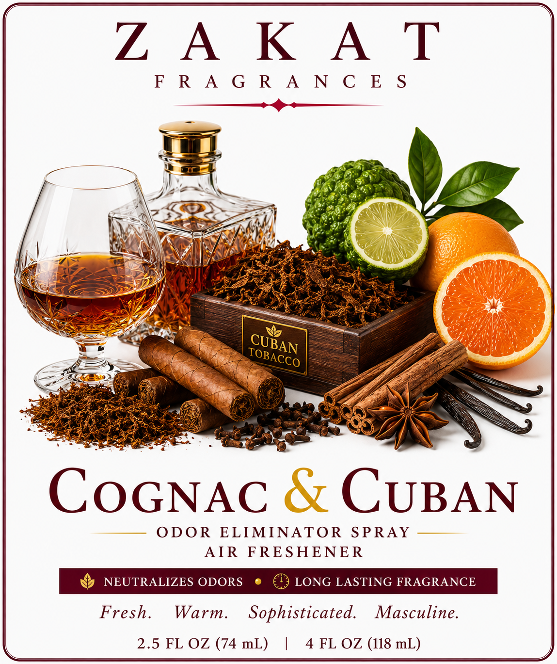 Cognac & Cuban Odor Eliminator Spray / Air Freshener